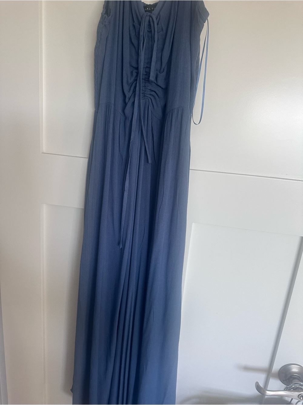 Final Touch Sleeveless Ruched jumpsuit in Dusty Blue NWOT